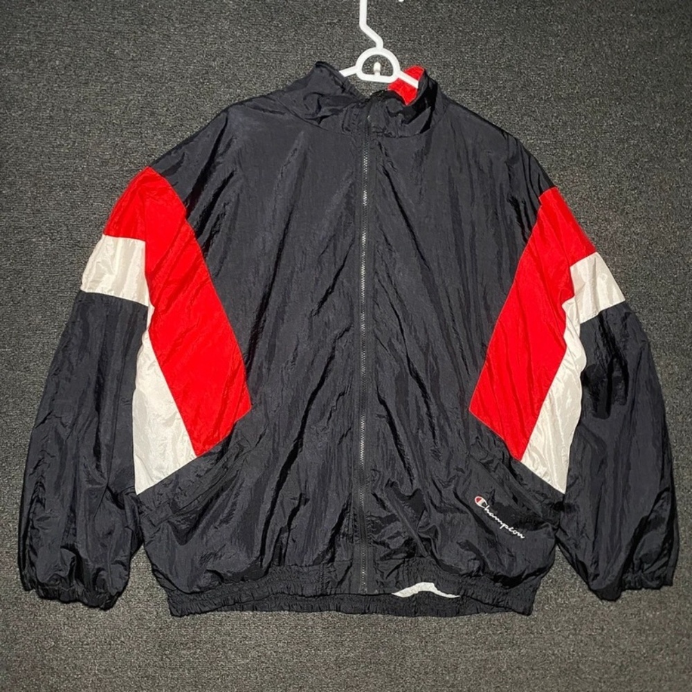 vintage champion authentic athletic y2k full zip windbreaker jacket size 2xl